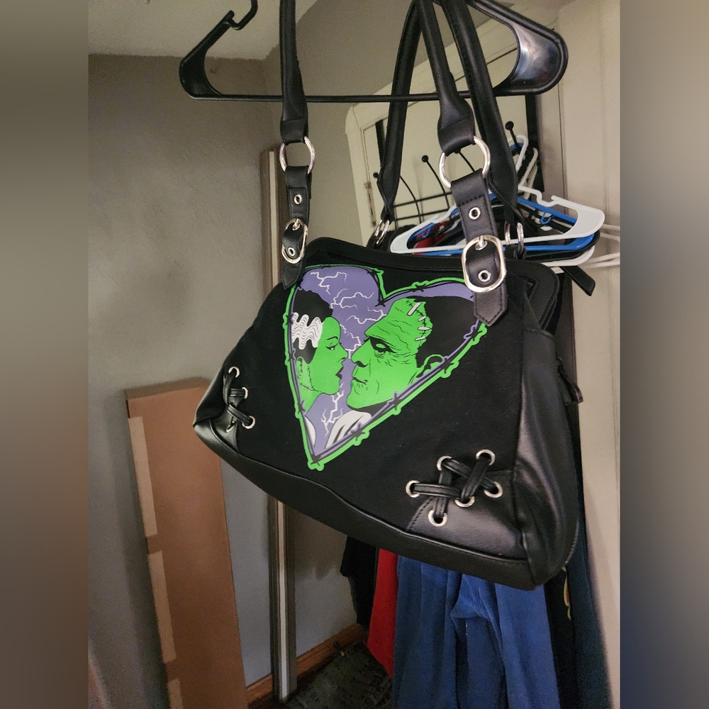 Vampire Freaks Banned Alternative Brand Black Frakenstein & Bride Bag